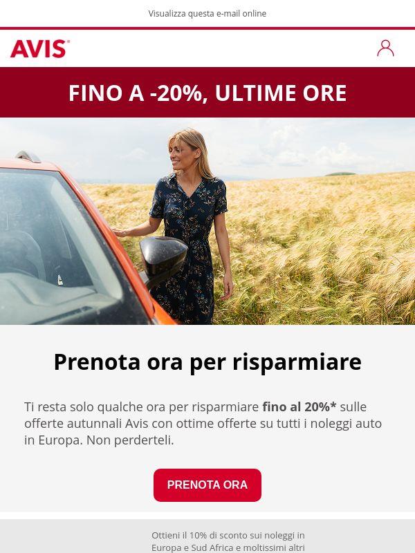 Ultima occasione fino a -20% sul noleggio auto