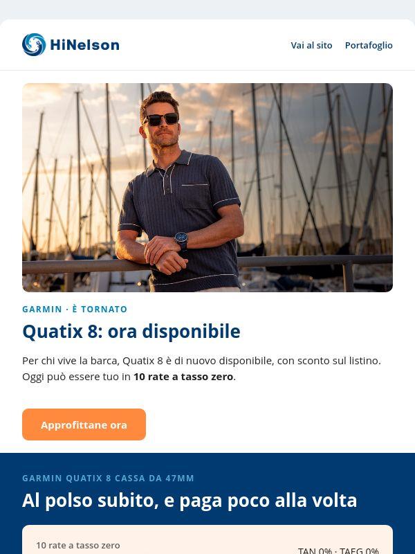 Garmin Quatix 8 ora disponibile: anche tasso zero