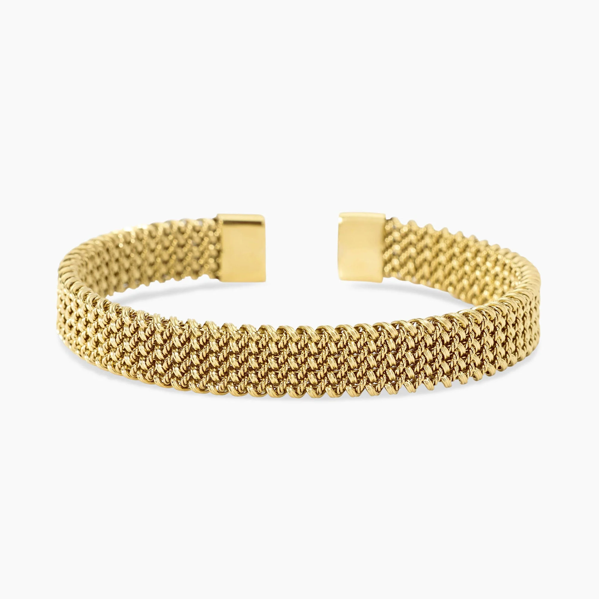 Image of Bracciale cuff dorato con maglia mesh STYLE 61