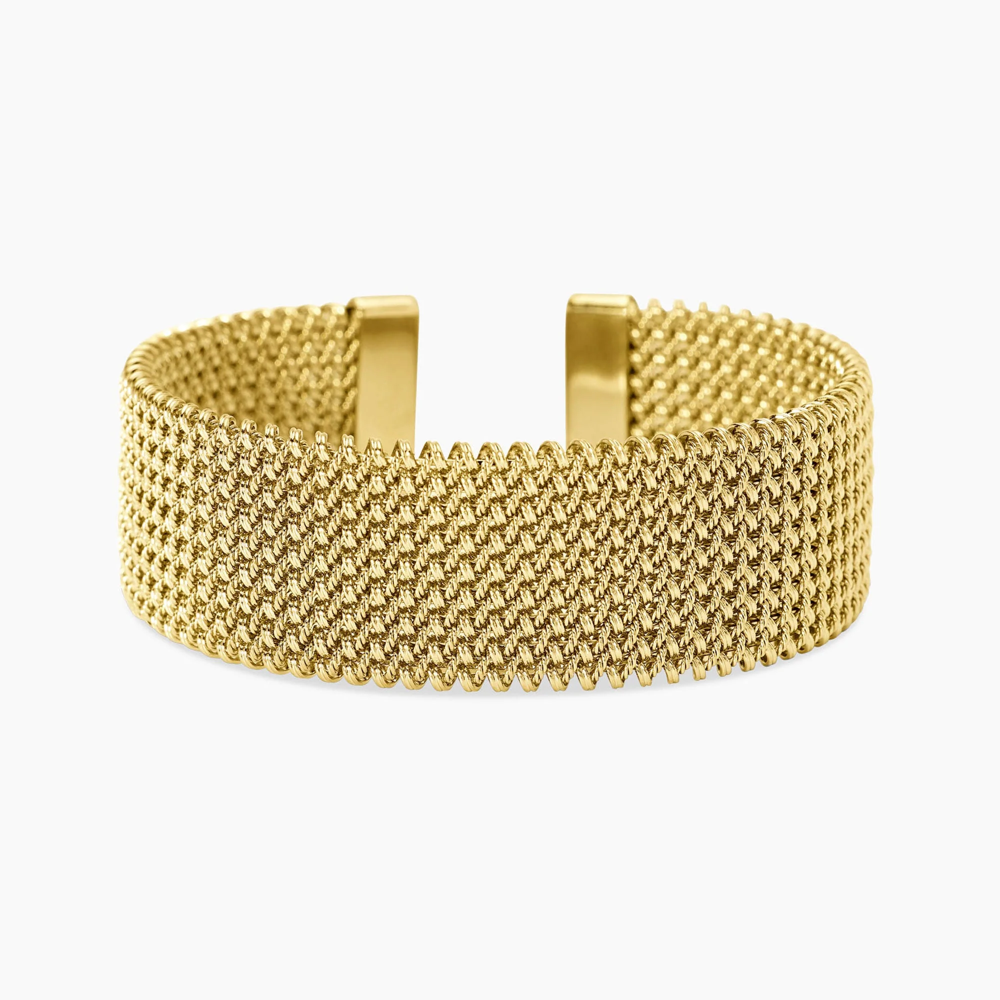 Image of Bracciale cuff dorato con maglia mesh STYLE 61