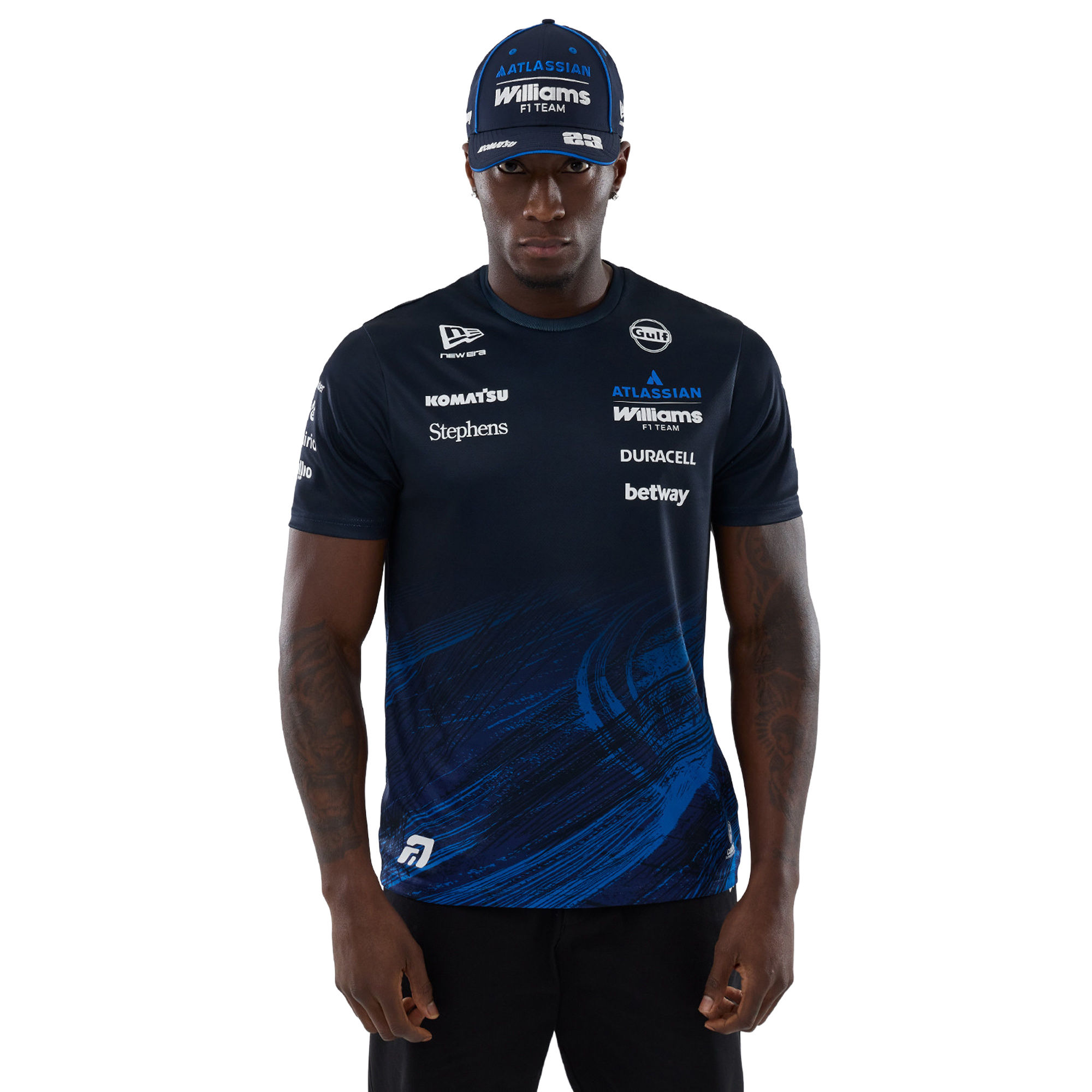 T-shirt tecnica replica New Era Alex Albon Williams Racing - Blu navy