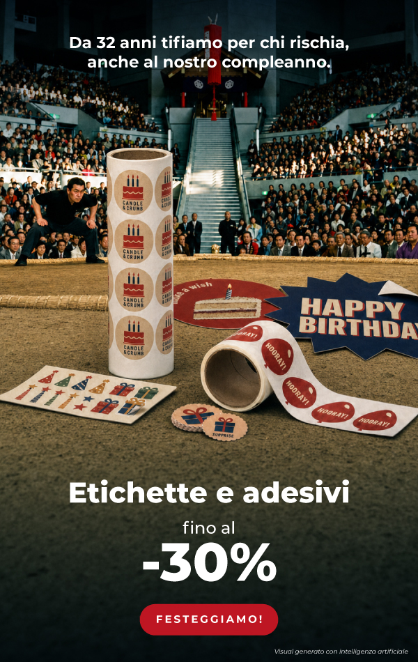Fino al -30% su etichette in bobina e sticker adesivi