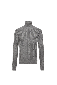 Maglione in lana con logo in pelle
