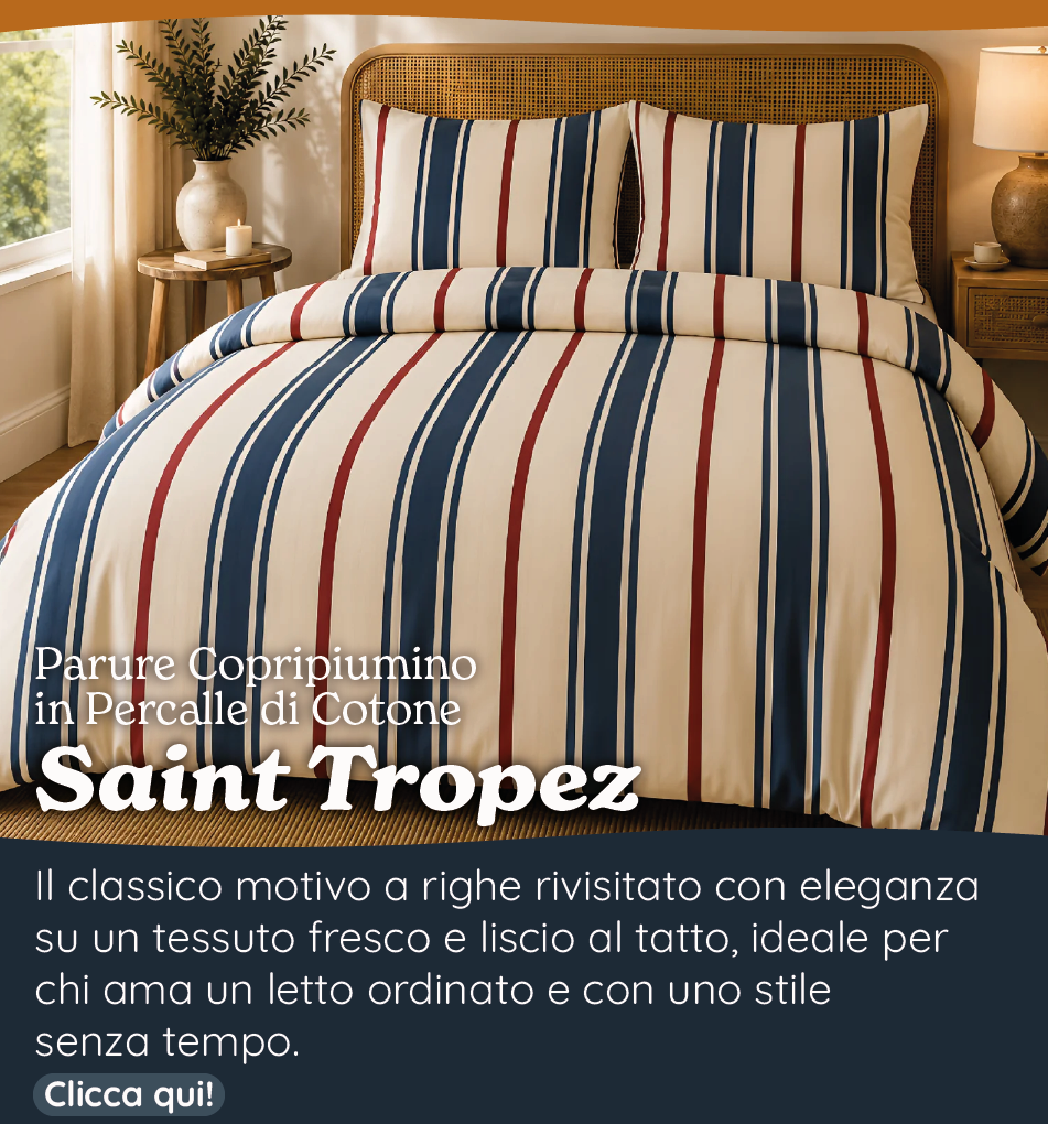 Parure Copripiumino in Percalle di Cotone Rigato - Saint Tropez