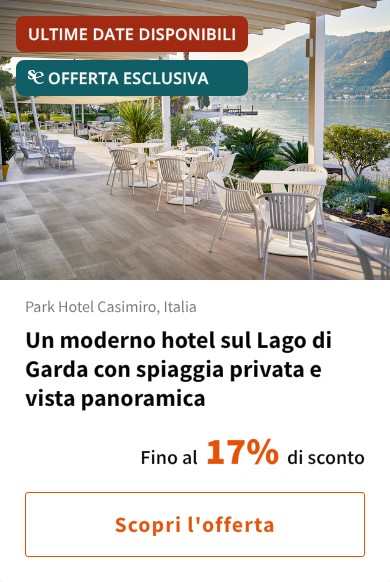 Un moderno hotel sul Lago di Garda con spiaggia privata e vista panoramica