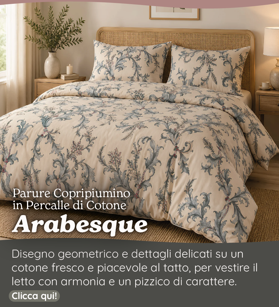 Parure Copripiumino in Percalle di Cotone Fantasia Arabesca - Arabesque