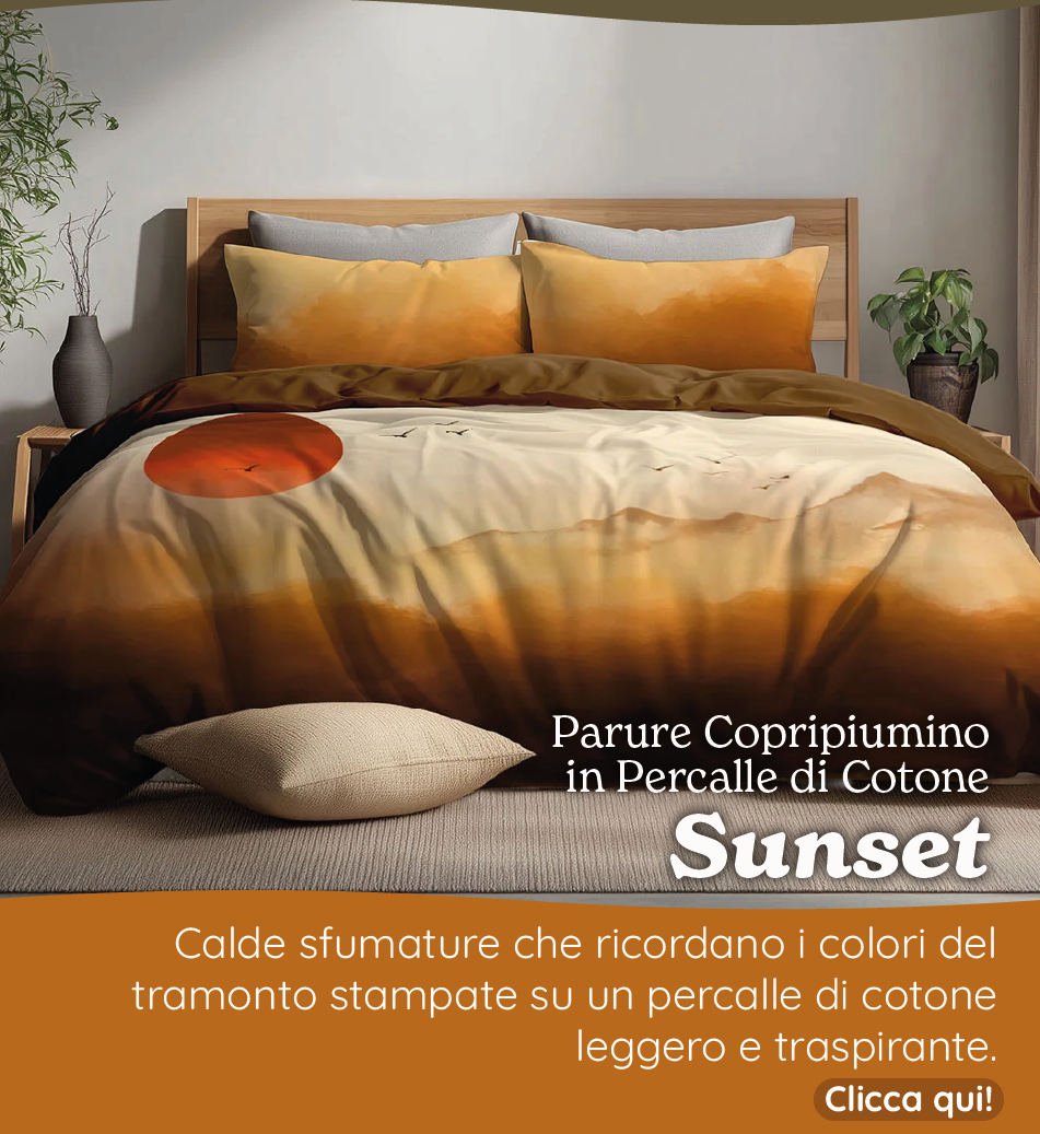Parure Copripiumino in Percalle di Cotone con Stampa Tramonto - Sunset