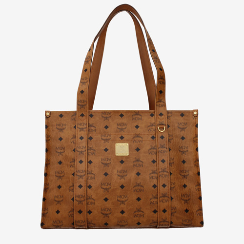 MCM Borse a Spalla Donna Tessuto Marrone/Cognac