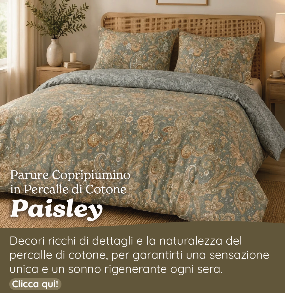 Parure Copripiumino in Percalle di Cotone Fantasia Floreale - Paisley