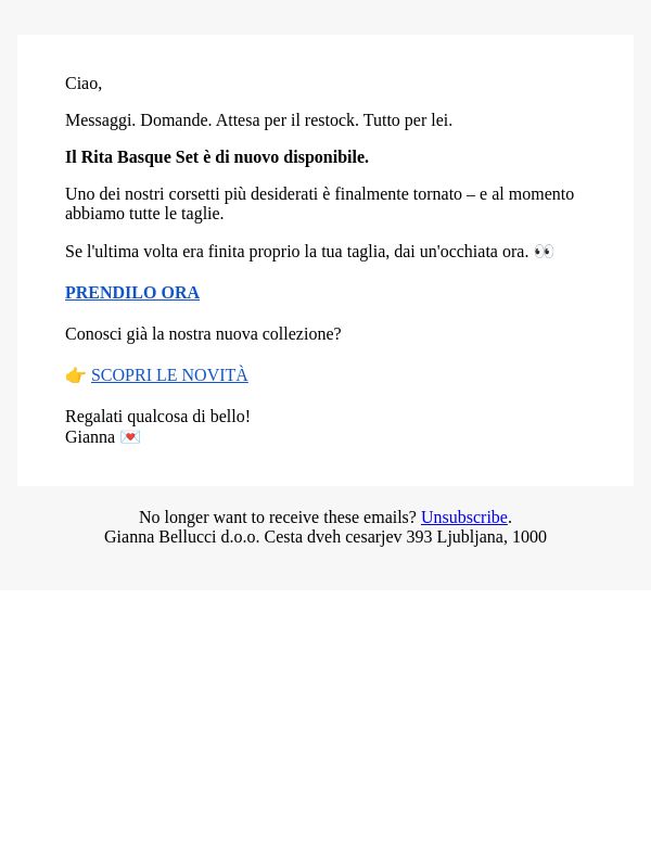 RESTOCK: Rita è finalmente tornata.