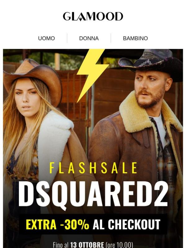 Offerta Flash DSQUARED2: fino al -65% + EXTRA 30% al checkout