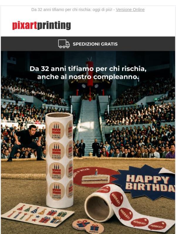 È il nostro compleanno: etichette in bobina e adesivi fino al -30%