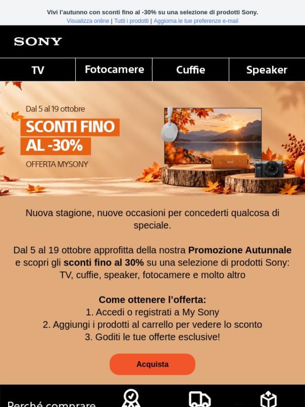 🍁 È arrivata la Promozione Autunnale Sony