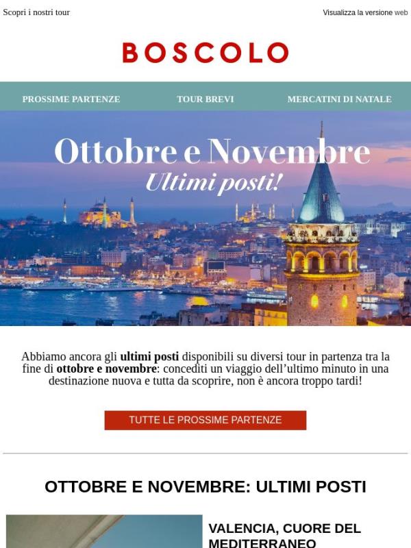 Ultimi posti: Ottobre e Novembre
