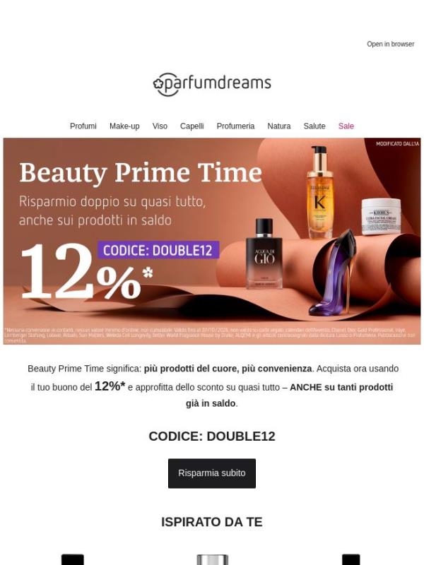 -12%* per il tuo Beauty Prime Time ✨