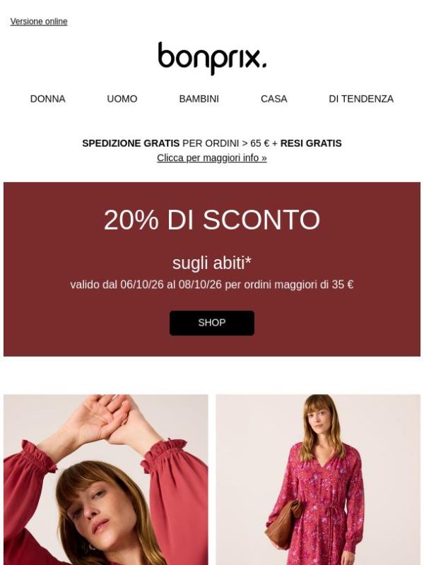 20% di sconto sugli abiti ✨