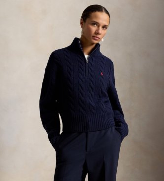 Maglione blu navy in lana e cashmere
