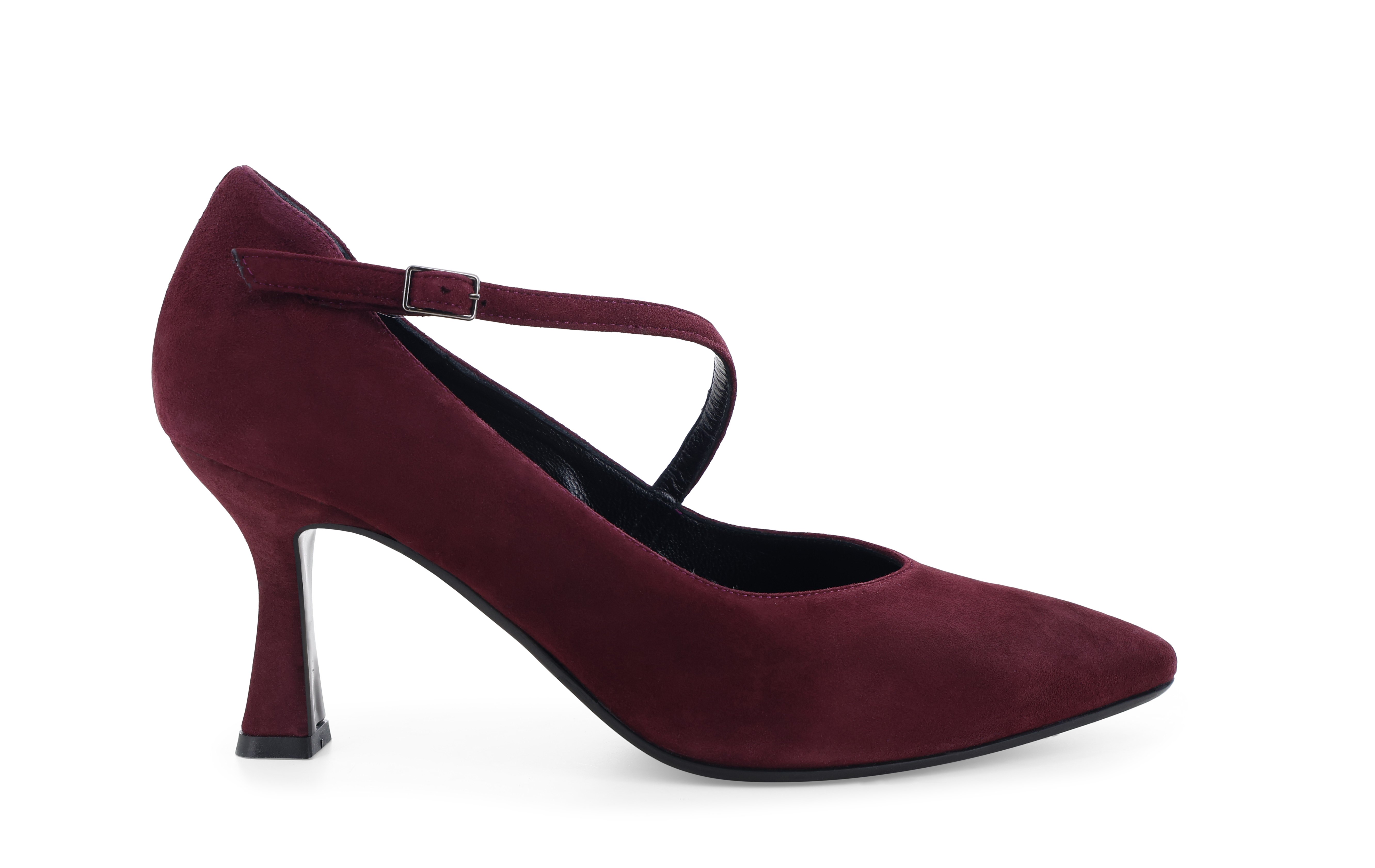 Décolleté donna con cinturino in camoscio bordo e5102q