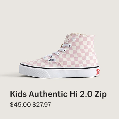 Checkerboard Pale Petal Pink Little Kids Authentic Hi 2.0 Zip Shoe