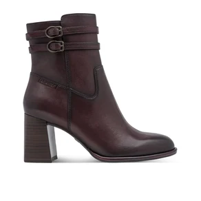 Stivaletti Tronchetti Donna con Tacco in Pelle Bordeaux | Tamaris