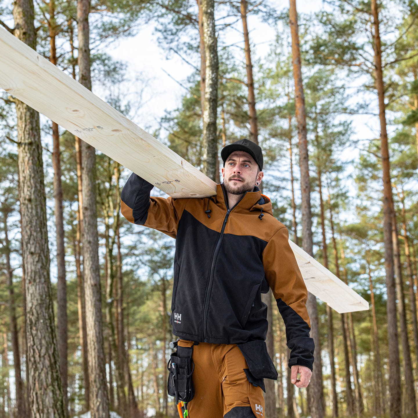 Man wearing Helly Hansen softshell jacket 
