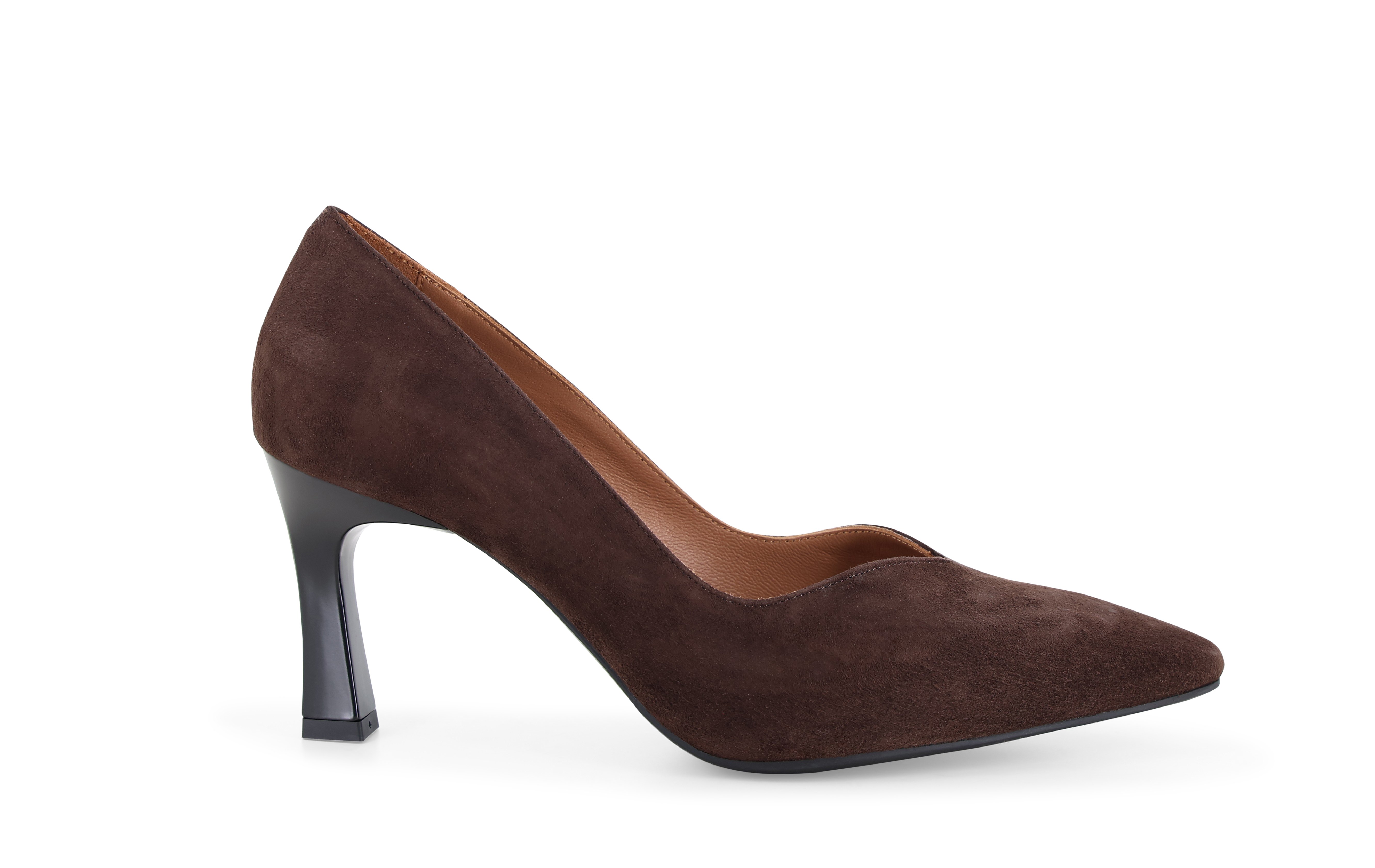 Décolleté donna in elegante e comodo in camoscio marrone d5203q