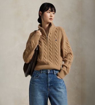 Maglione lavorato a maglia in lana e cashmere marrone