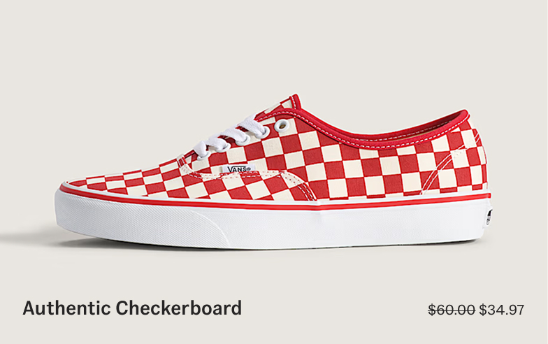 Checkerboard Racing Red White Authentic Shoe