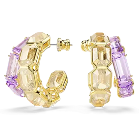Orecchini a cerchio Millenia, Taglio misto, Multicolore, Finitura oro 18k