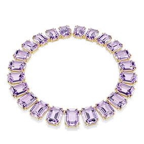 Collana Millenia, Cristalli oversize, Taglio ottagonale, Viola, Finitura oro 18k