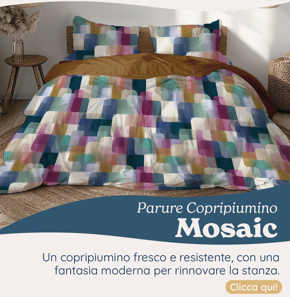 Parure Copripiumino in Percalle di Cotone con Stampa Geometrica - Mosaic