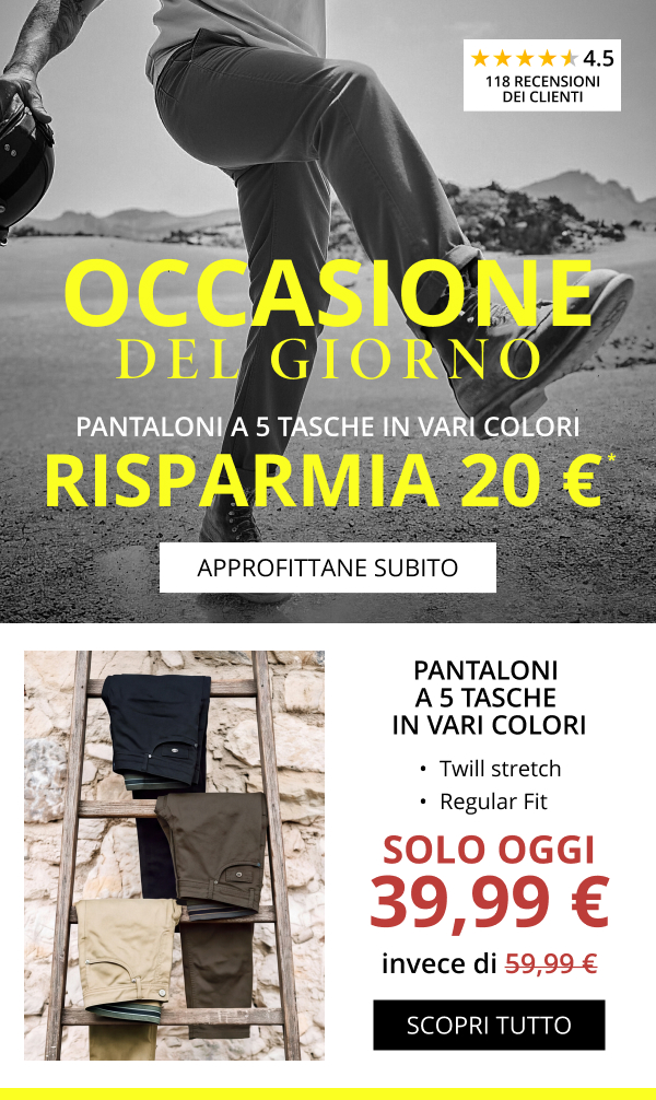 Occasione del giorno - Pantaloni a 5 tasche 39,99 €