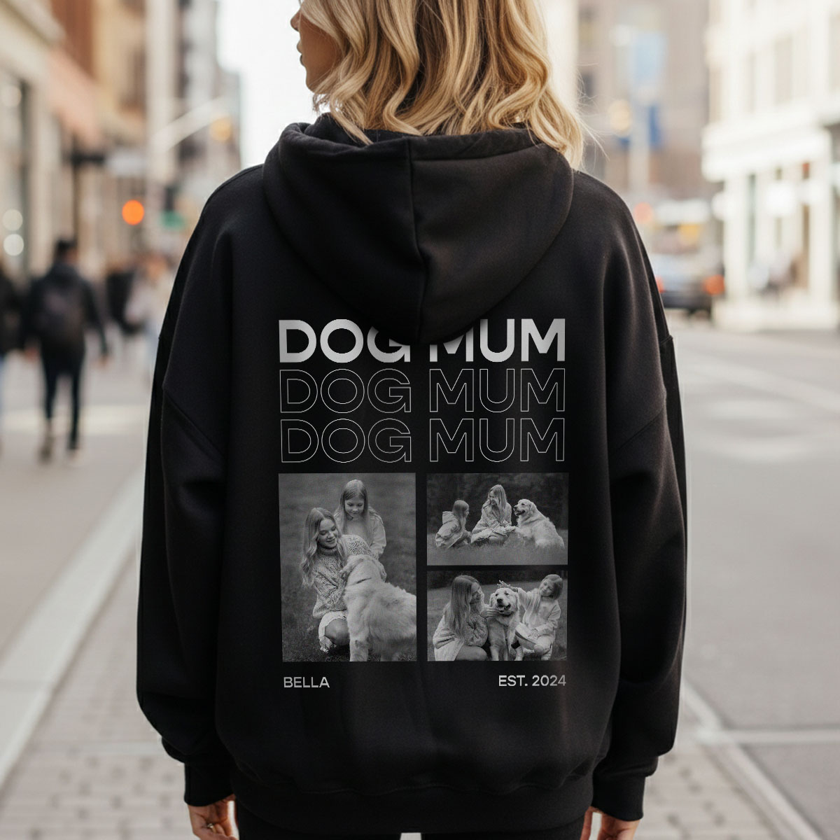 Image of Felpa con Cappuccio Personalizzata con Foto in bianco e nero e Testo