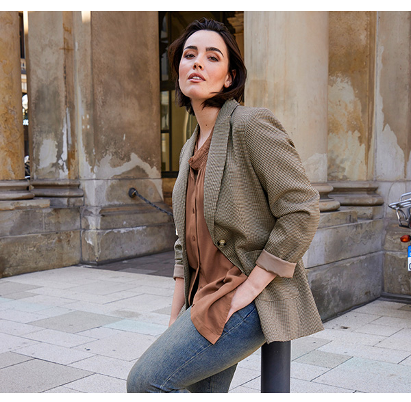 Elegante blazer a pied de poule
