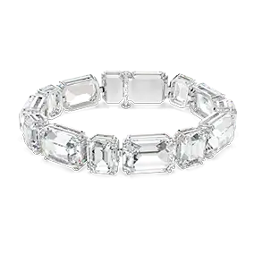 Bracciale rigido Millenia, Taglio ottagonale, Bianco, Placcato rodio