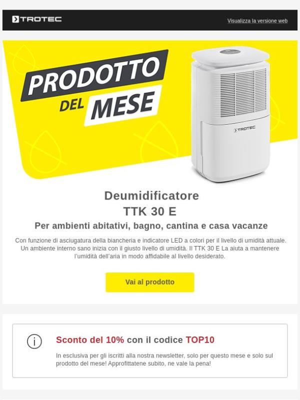 ⭐ Prodotto del mese: Deumidificatore TTK 30 E