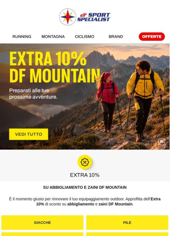 Extra 10% abbigliamento e zaini DF Mountain 🏔️