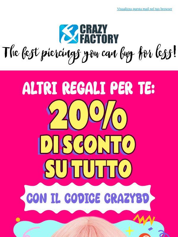 💌 Offerta speciale per gli abbonati: 20% di sconto su tutto,