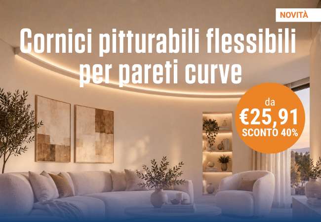 Cornici pitturabili flessibili per pareti curve 