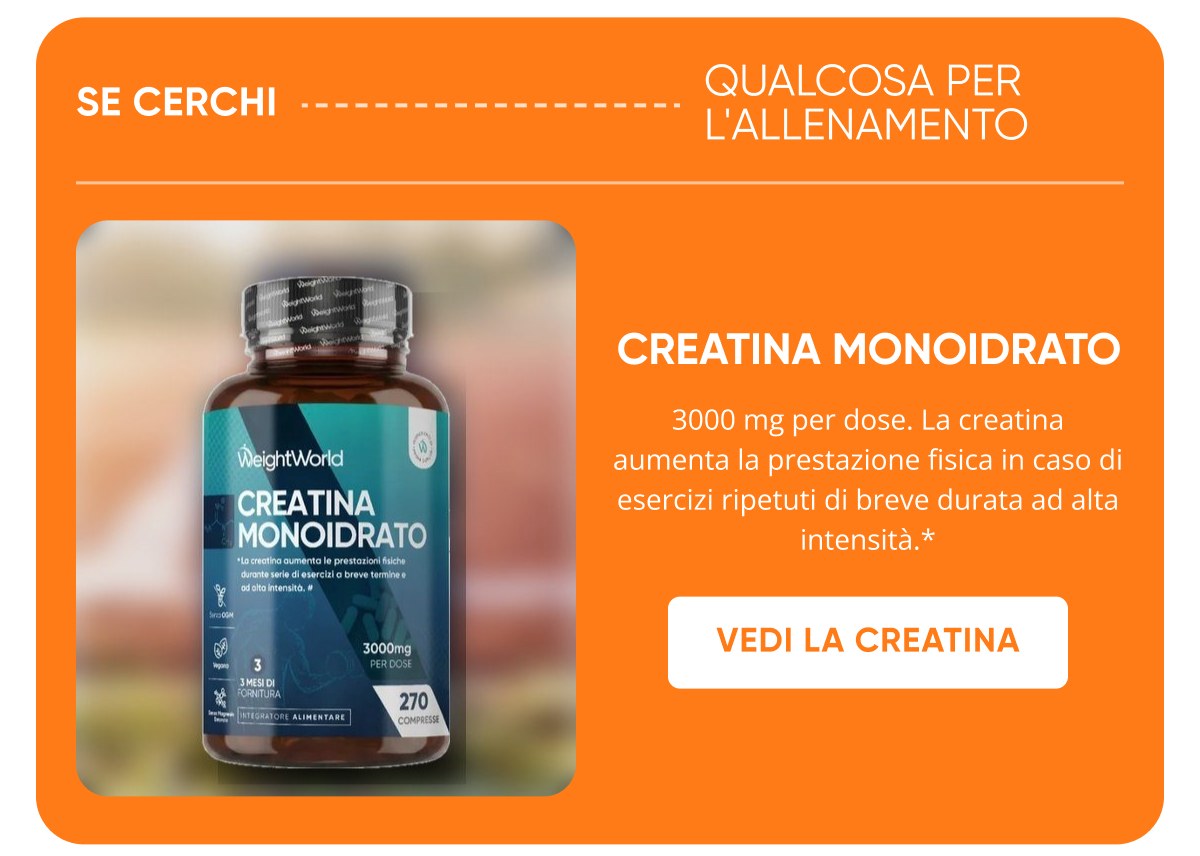 Se cerchi qualcosa per l'allenamento creatina monoidrato 3000 mg per dose. La creatina aumenta la prestazione fisica in caso di esercizi ripetuti di…