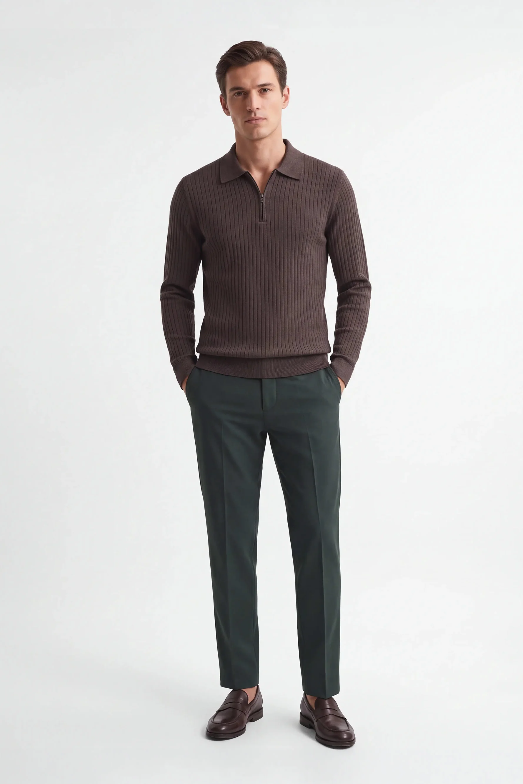 Image of MAGLIA A COSTINA COLLO POLO