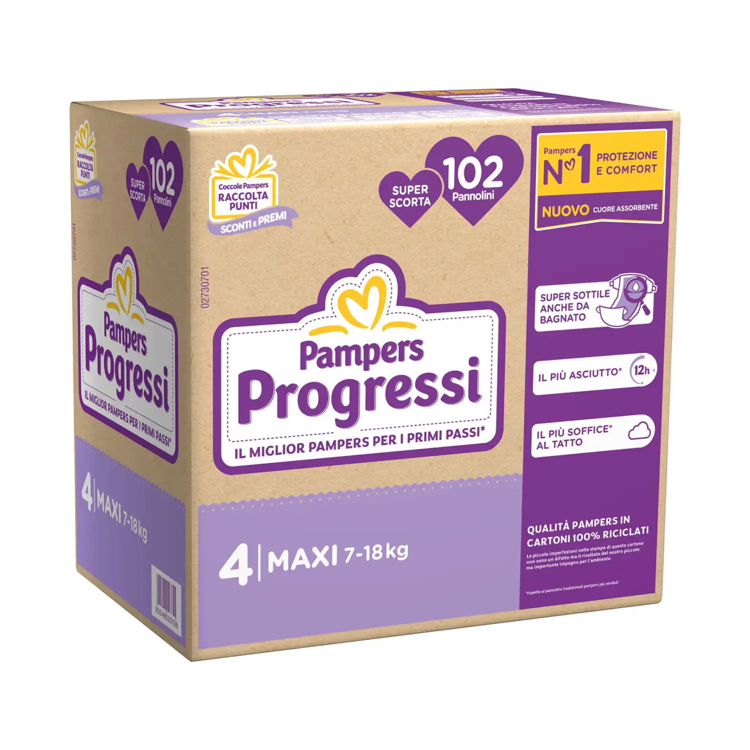 Pannolini Pampers Progressi Pentapack - Taglia 4 - 7-18 Kg - 102 Pezzi
