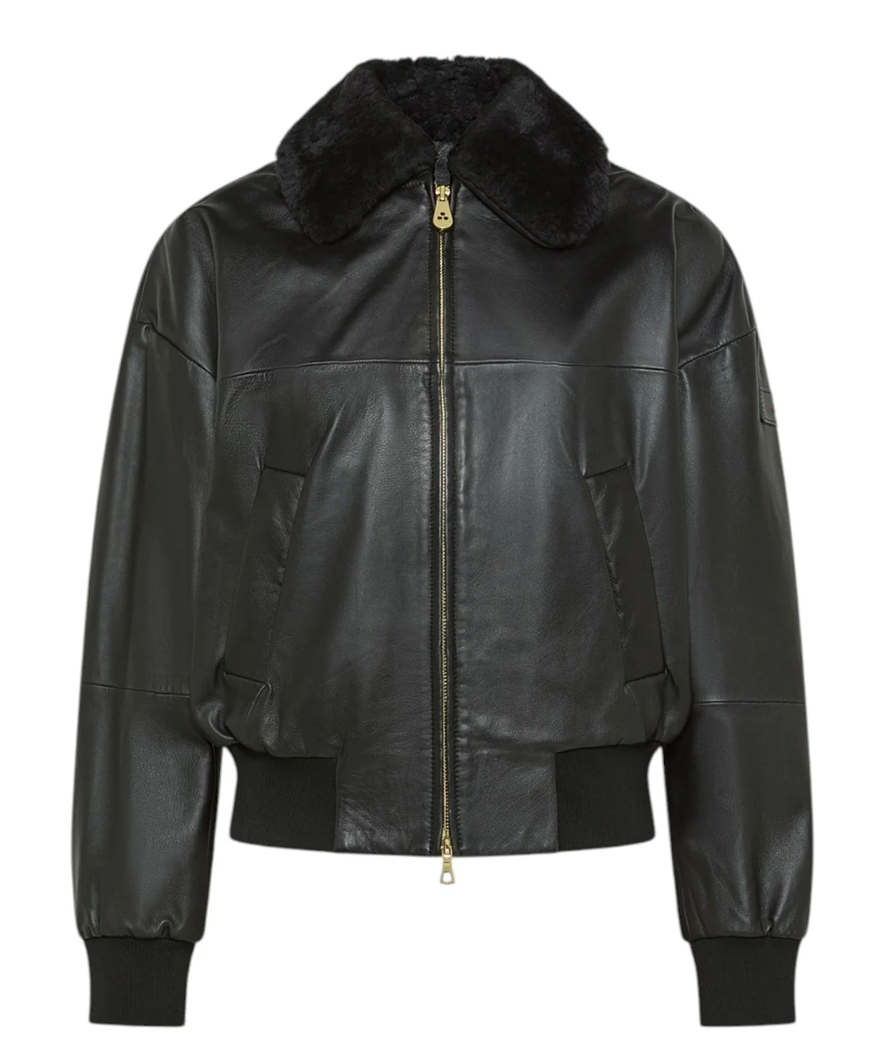 Peuterey — Bomber in Pelle con Collo in Montone Ruti Le TTP Fur