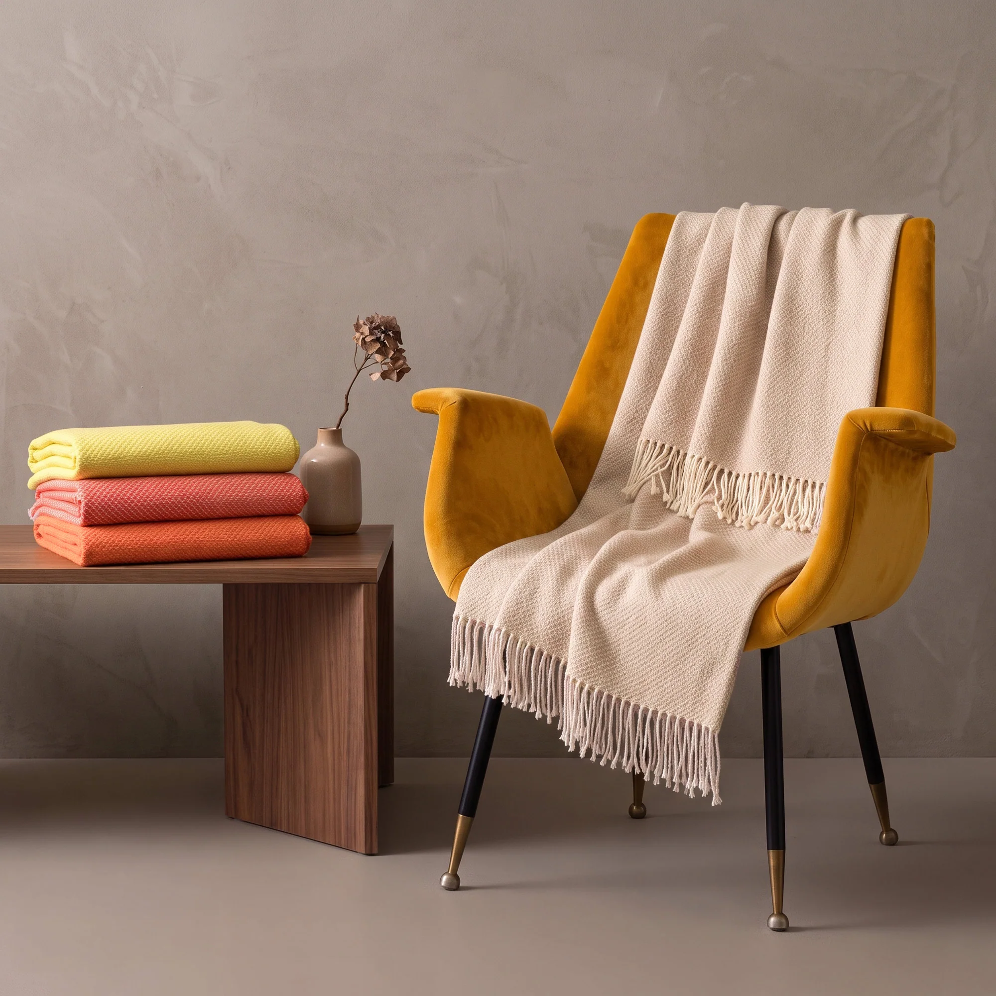 Image of Plaid in Puro Cotone <br>Tinta Unita - <b>Lavinia