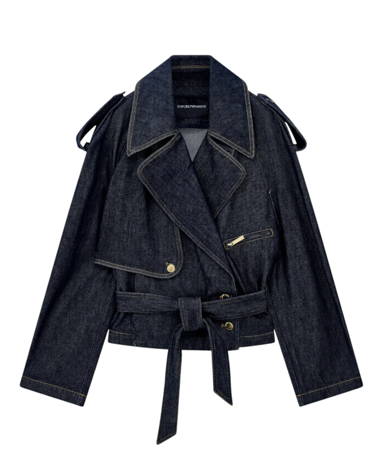 Emporio Armani — Giacche Donna in Denim Over con Cintura e Spalline