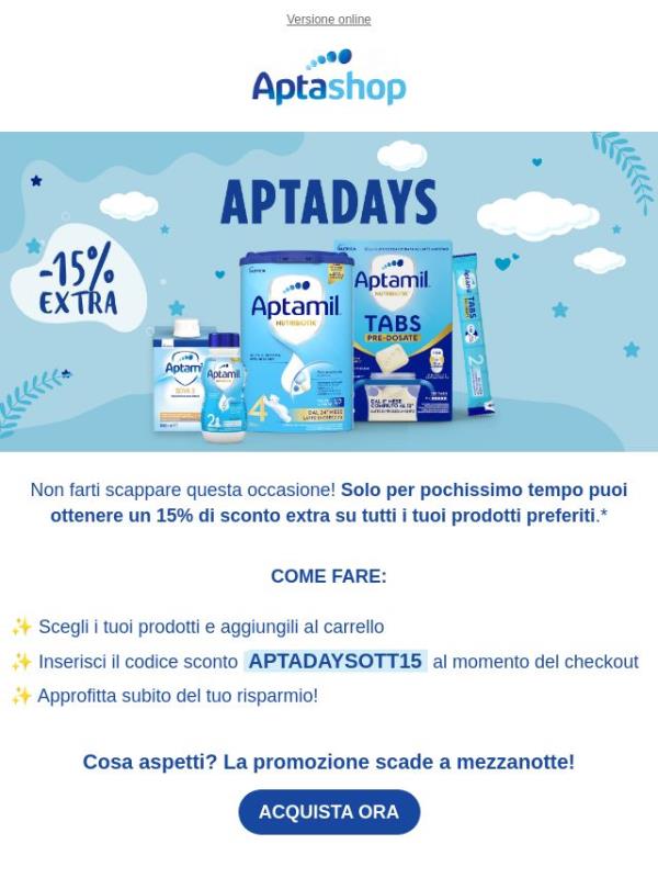 ⏰ Ultime ore: -15% extra sul tuo ordine