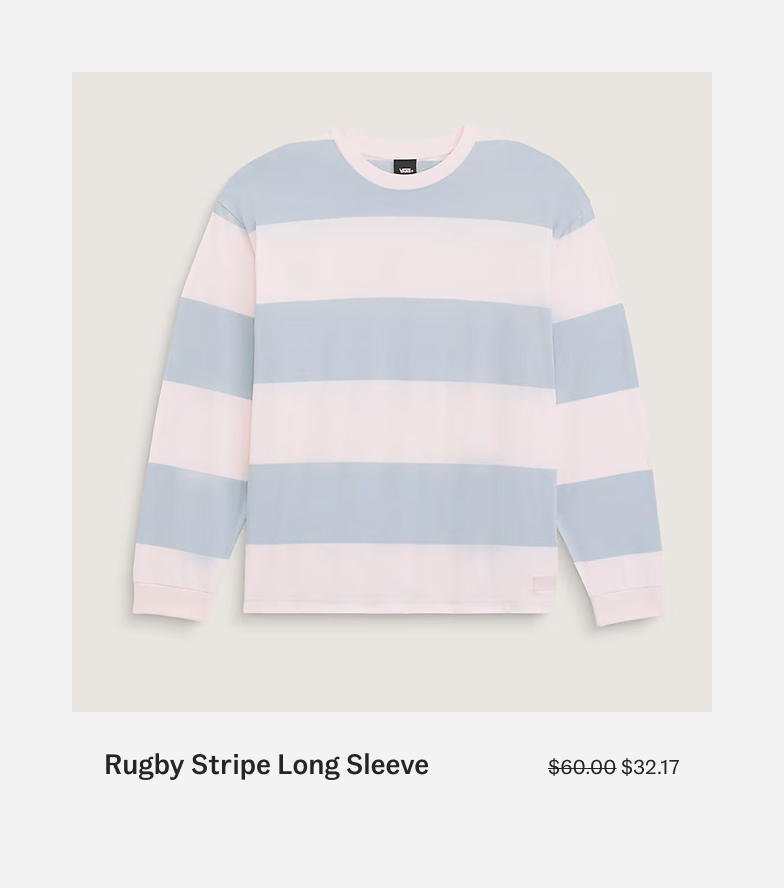 Pale Petal Pink Rugby Stripe Long Sleeve Shirt