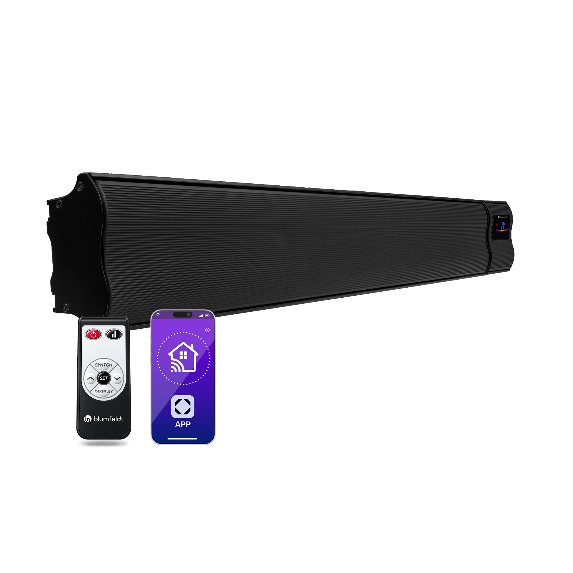 Cosmic Beam Smart 2400W Stufa Infrarossi da Parete Nero