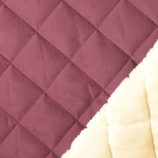 Gesteppter Stoff – Teddyfell Karo Uni Bordeaux wasserabweisend