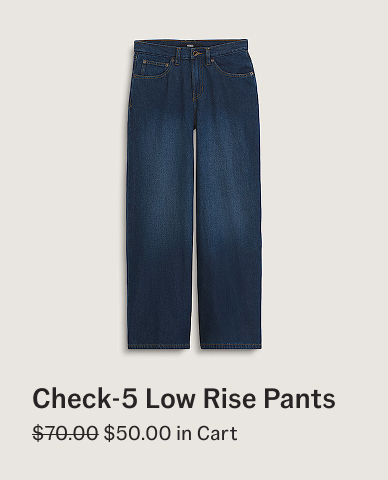 Dark Rinse Blue Check-5 Low Rise Baggy Pants